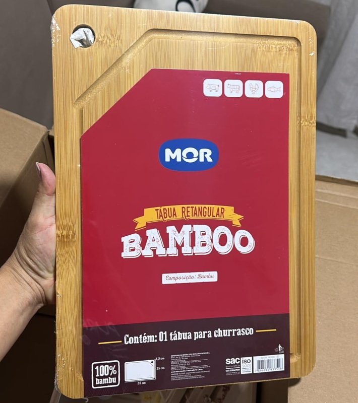 Tábua Retangular Bamboo Mor 30x20cm