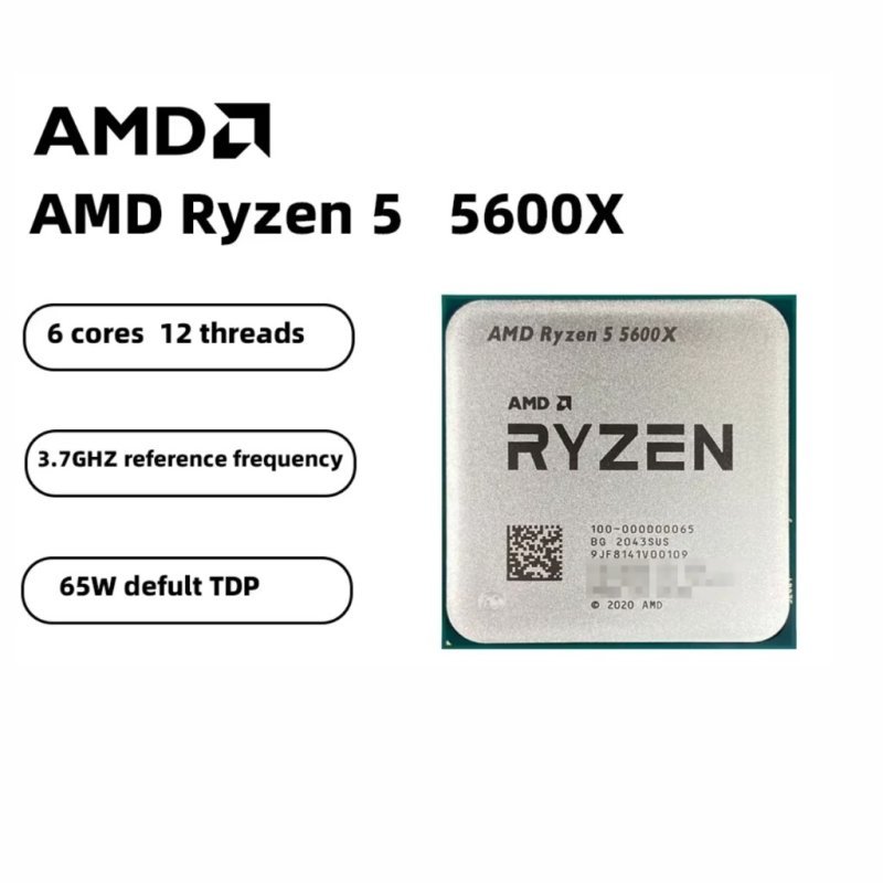 Processador AMD Ryzen 5 5600X, 6-Core, 12-Threads, 3.7GHz (4.6GHz Turbo), Cache 35 MB, AM4 Novo (Sem Caixa ou Cooler)