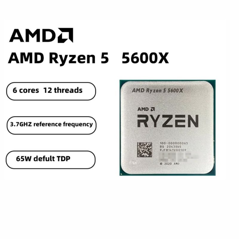 Processador AMD Ryzen 5 5600X, 6-Core, 12-Threads, 3.7GHz (4.6GHz Turbo), Cache 35 MB, AM4 Novo (Sem Caixa ou Cooler)