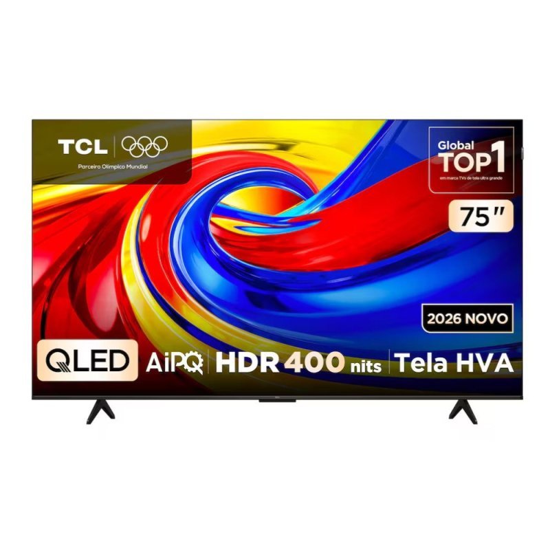 Smart TV 75 4K QLED Google TV até 120Hz Dolby Vision Atmos TCL