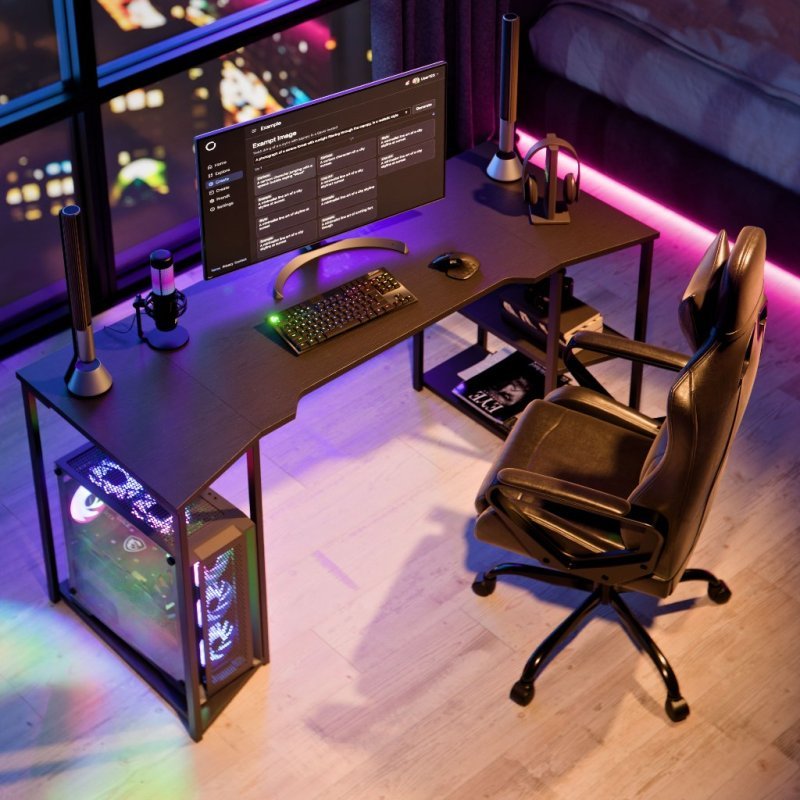 Escrivaninha Gamer APEX 160cm com Nicho para CPU Prateleiras Mesa Computador Home Office Industrial