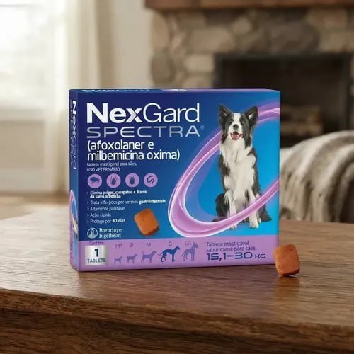 NexGard Spectra Antipulgas e Carrapatos p/ Cães 15,1 a 30kg 3 tabletes