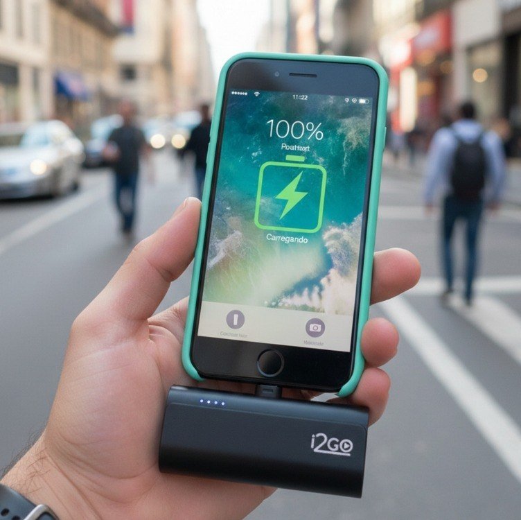 I2GO, Carregador Portátil (Power Bank), Pocket, 5000mAh, Não Necessita Cabos, Modelo Lightning