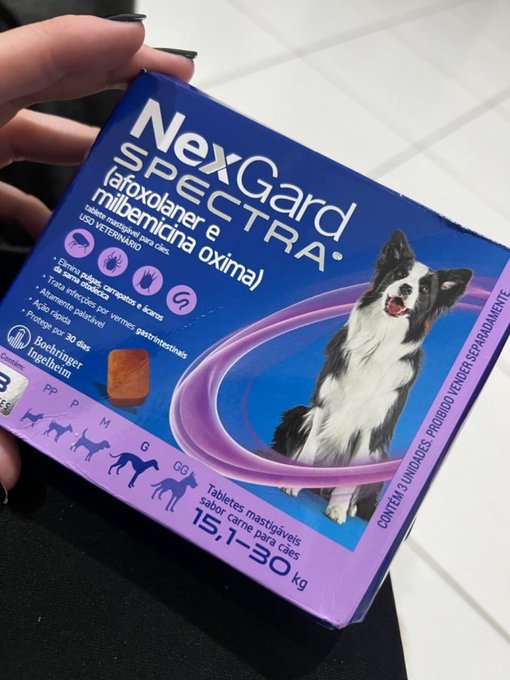 NexGard SPECTRA Antipulgas e Vermífugo para Cães de 15,1 a 30kg - 3 tabletes + Frete Grátis