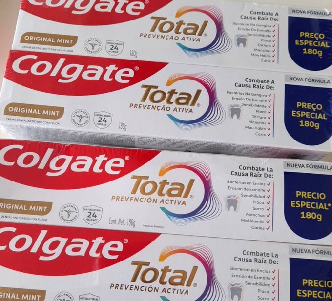 Colgate Total Original Mint Creme Dental com Flúor, 2x180g + Frete Grátis