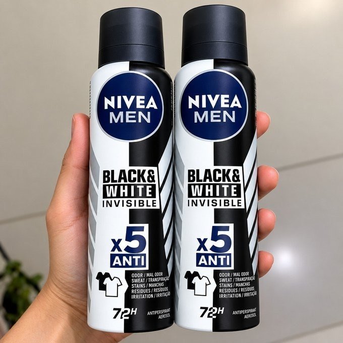 Kit com 2 Desodorante Nivea Aerosol Men Black&White Invisible