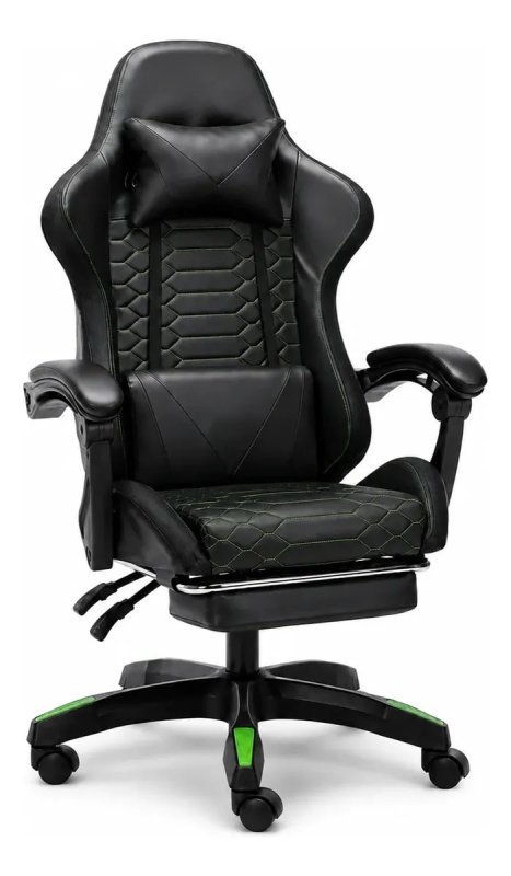 Cadeira Gamer Ergonômica Python Fly Com Apoio Para Pés 150kg Preto Couro Sintético