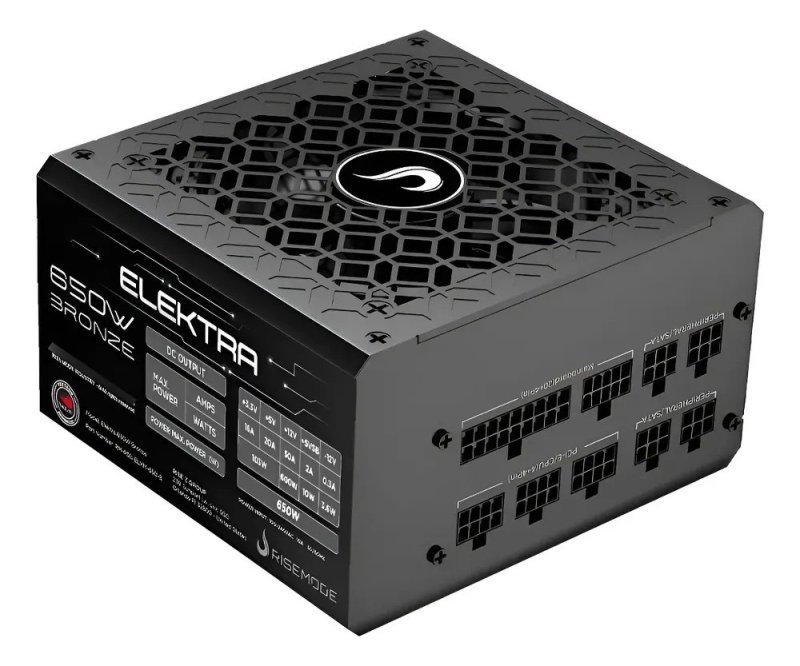 Fonte Gamer Rise Mode Elektra 650w Full Modular Selo Teclab Preto