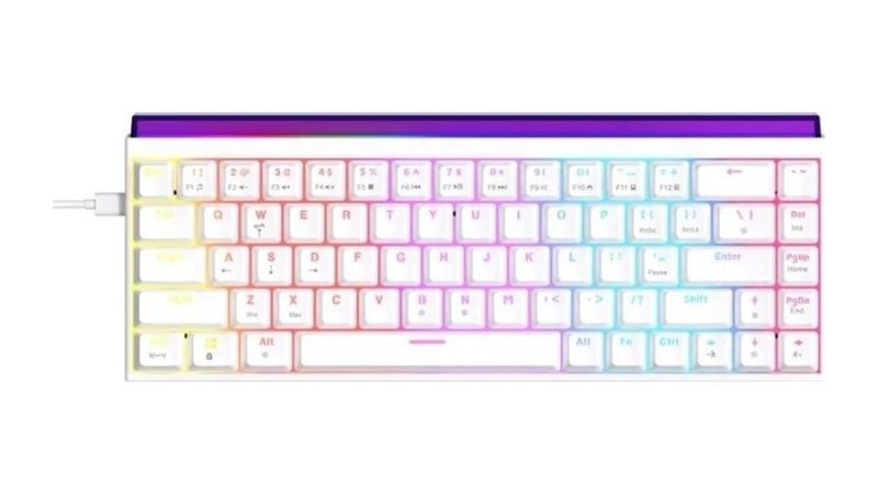 Teclado Mecânico Gamer AJAZZ NK68, RGB, Switch Red, Keycaps PBT, Hotswap, Branco