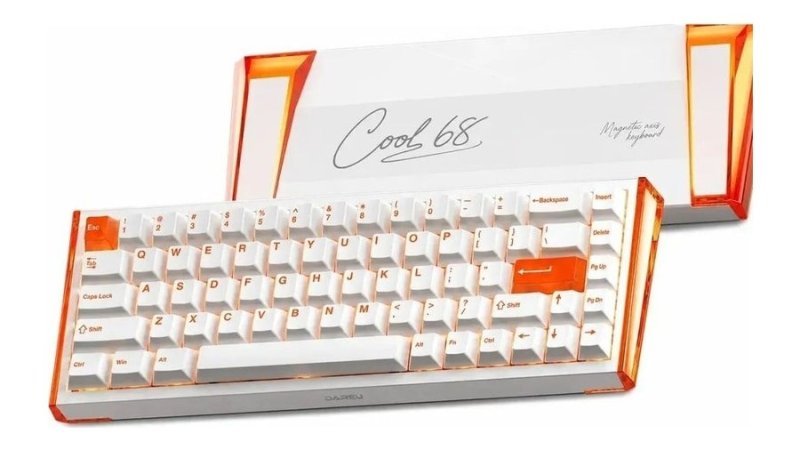Teclado Gamer Magnético 8000hz Rapid Trigger Hot Swap Cool68 Rgb Dareu Blazing Orange