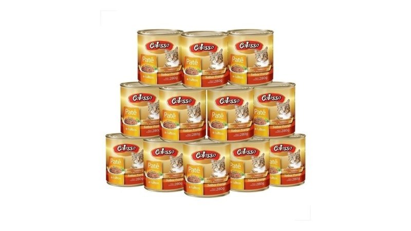Kit com 12 unidades Patê Colosso Premium Gatos Adultos Frango, 280g