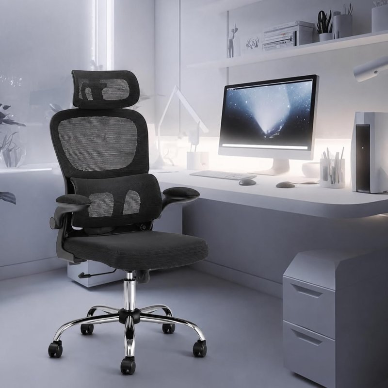 Cadeira de Escritório Ajuste Lombar Apoio de Cabeça Ajustável MAAT Ergonômica