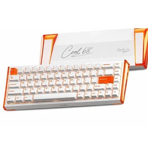 Teclado Gamer Magnético 8000hz Rapid Trigger 0,01mm Hot Swap Switch Shadow Blade Cool68 Led Rgb Dareu Blazing Orange