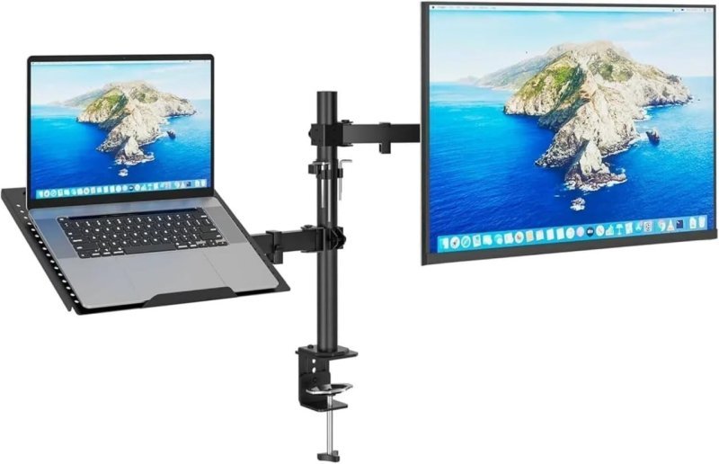 Suporte Monitor e Notebook 13-32" Braço Articulado Bandeja Ventilada