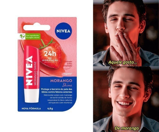 NIVEA Hidratante Labial Morango Shine 4,8g + Frete Grátis