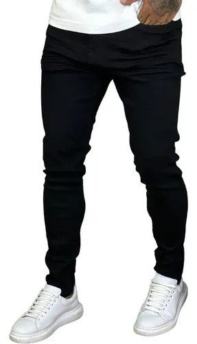Calça Skinny Preta Masculina Jeans Com Elastano Lycra Preto 36