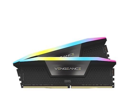 CORSAIR Memória de computador Vengeance RGB DDR5 RAM 32GB (2x16GB) 6000MHz CL38 Intel XMP iCUE compatível - Preto (CMH32GX5M2B6000C38)