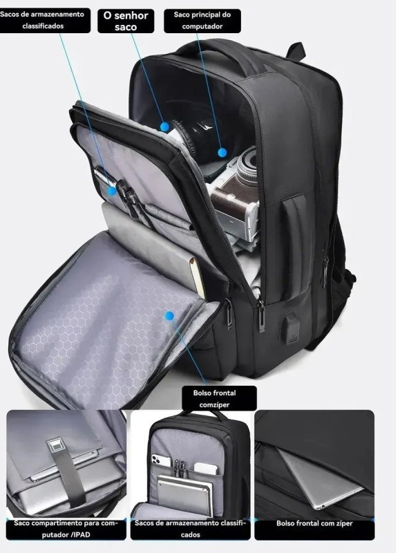 Mochila à Prova D'água Reforçada Expansível
