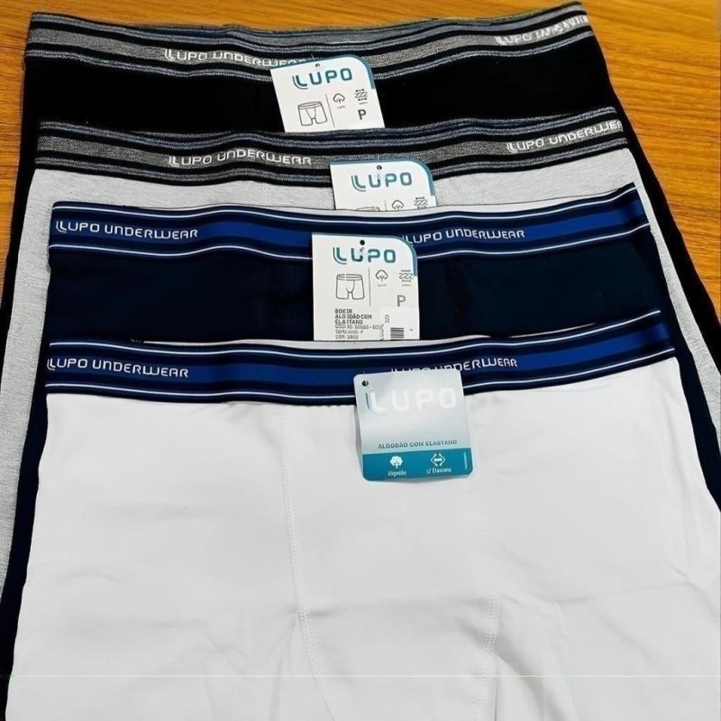 Kit 4 Cuecas Boxer Lupo Algodão Confortável Box Original