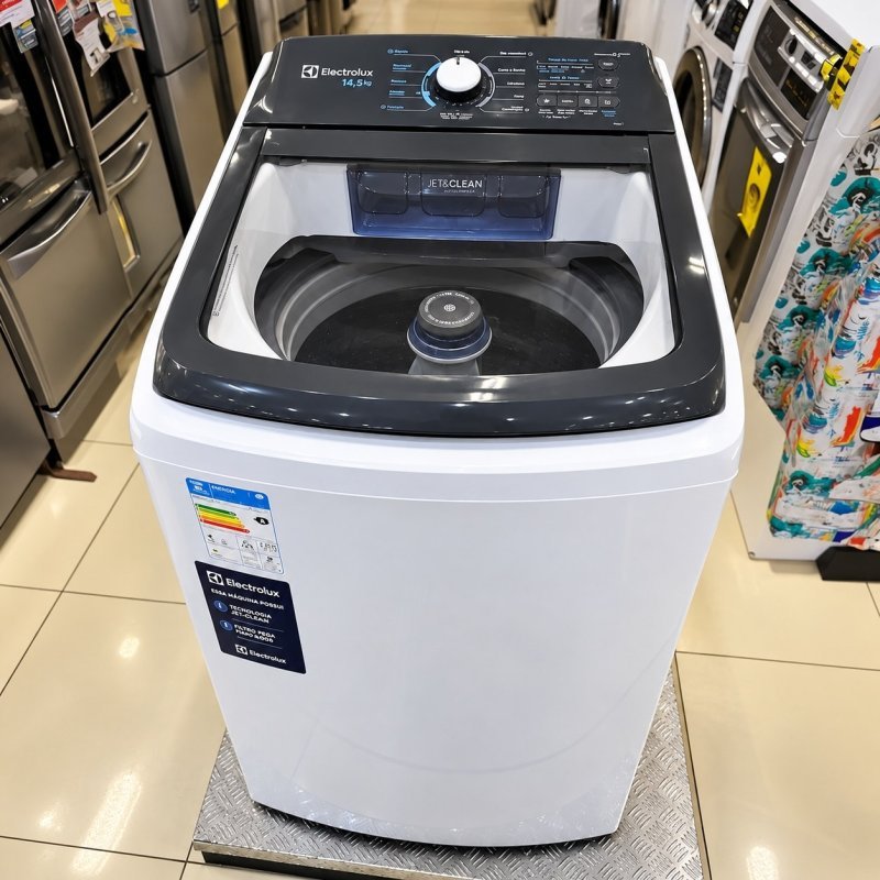 Máquina de Lavar Electrolux 14,5kg Branca Efficient Cesto Inox Jet&Clean 127v