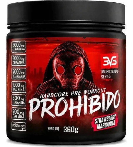 Prohibido Pré Treino 360g - Sabor: Strawberry Margarita (morango)