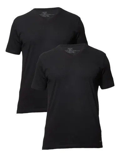 Kit Com 2 Camisetas Masculina Crew-neck Calvin Klein Preto Liso G Lisa