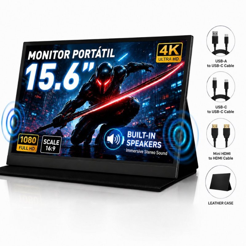 Portable Monitor 15.6 inch FHD 1080P 4k IPS Screen Type-C HDMI