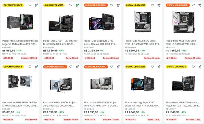 Cupom KaBuM em Placas-mãe selecionadas 15% OFF