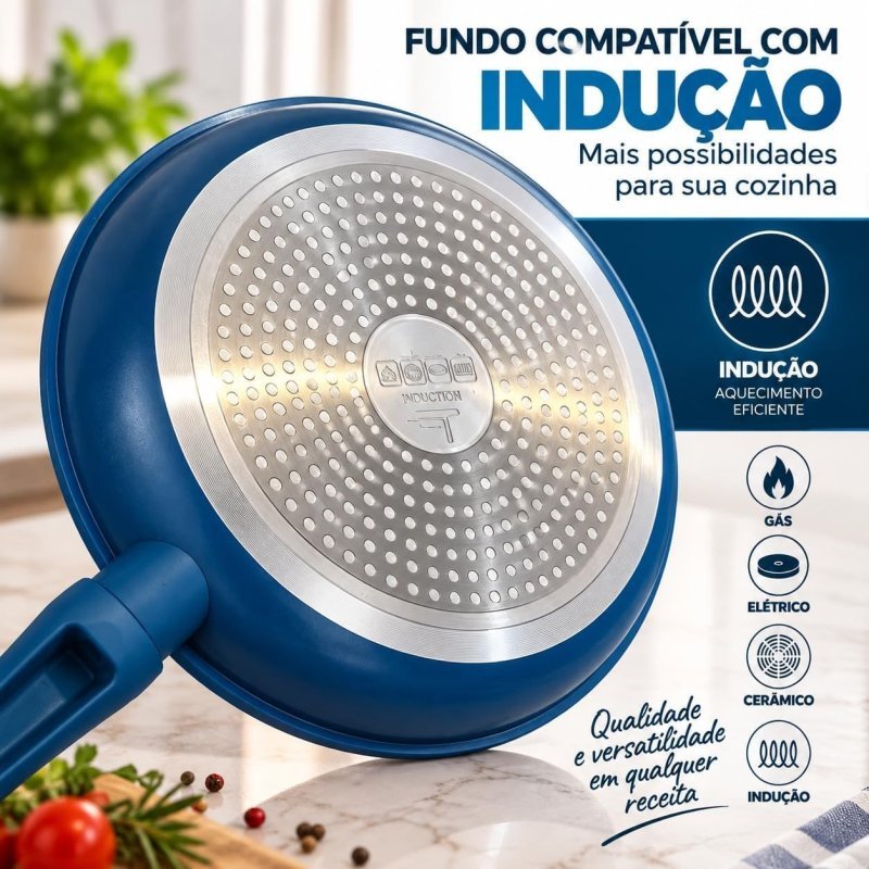 Frigideira Azul 24cm 1,5L com Revestimento Cerâmico Antiaderente