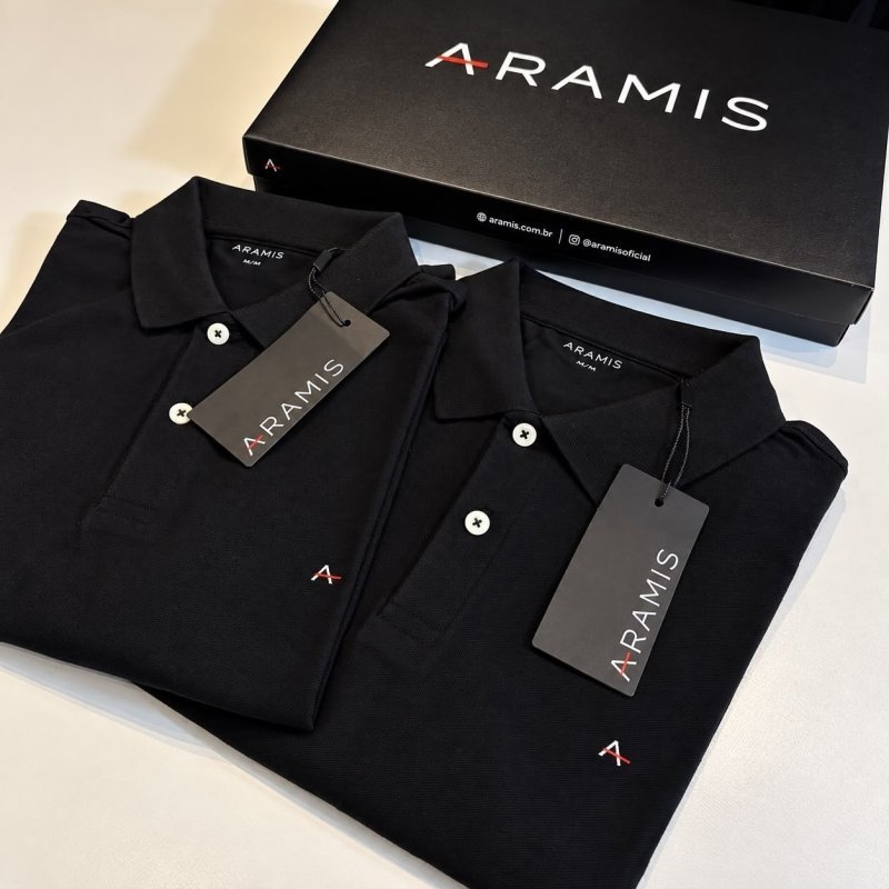 Camiseta Polo Aramis Masculina Basic Piquet Preta