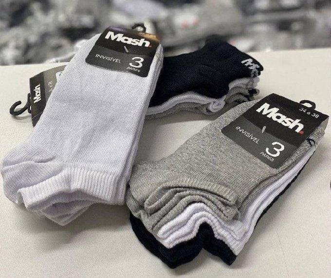 Kit 10 Pares Meia Invisível Soquete Algodão Confortável Mash