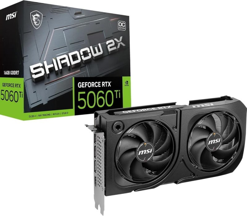 Placa de Vídeo MSI GeForce RTX 5060 Ti Shadow OC Plus 2X 16GB GDDR7
