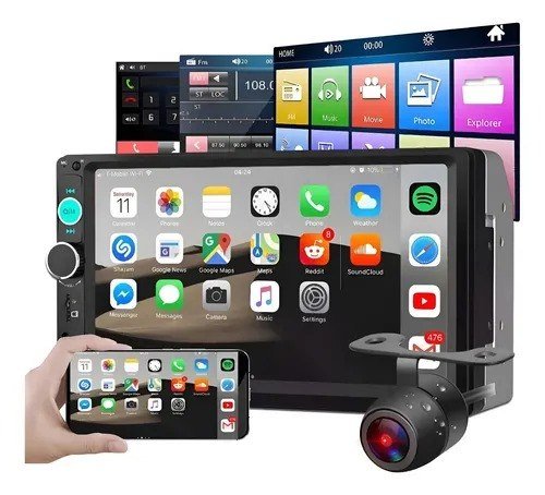 Multimídia 7 Polegadas 2din Mp5 Touch Screen + Camera Ré Central Multimídia Mp5