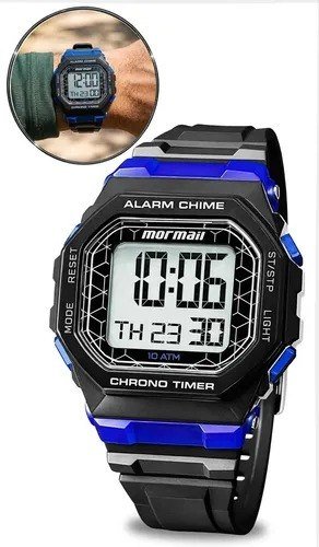 Relógio Mormaii Masculino Digital Cronógrafo com Luz, Preto