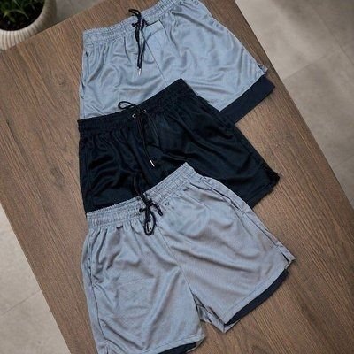 Kit 3 Shorts 2 Em 1 Duplo Bolso Para Academia Treino Corrida (P ao GG)