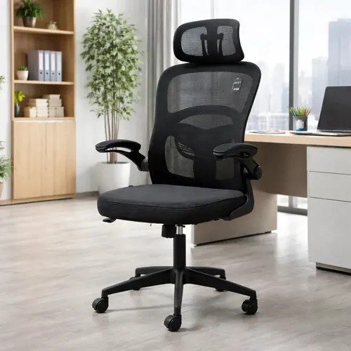 Cadeira de Escritório Vincere Brasil Elegance Graphite II Ergonômica com Apoio Lombar Preta em Malha