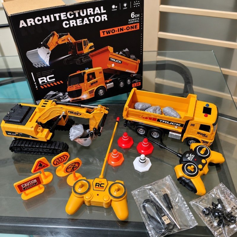 Carros De Escavadeira Controle Brinquedos Engenharia 2in1 Br Amarelo Trator