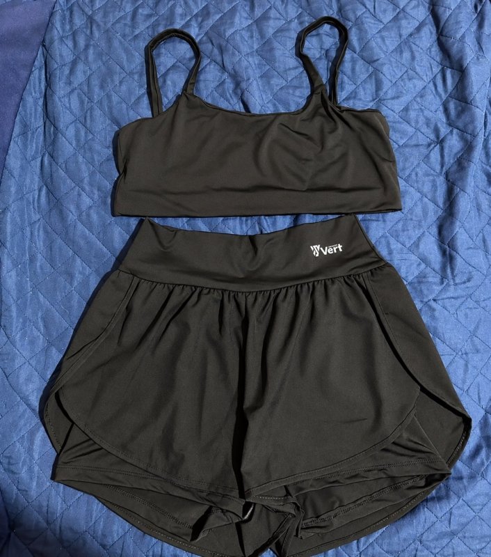 Conjunto Feminino Academia Top Short Duplo Cintura Alta