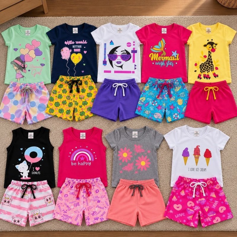 Kit 10 Peças Roupa Infantil Menina Verão Conjunto Criança