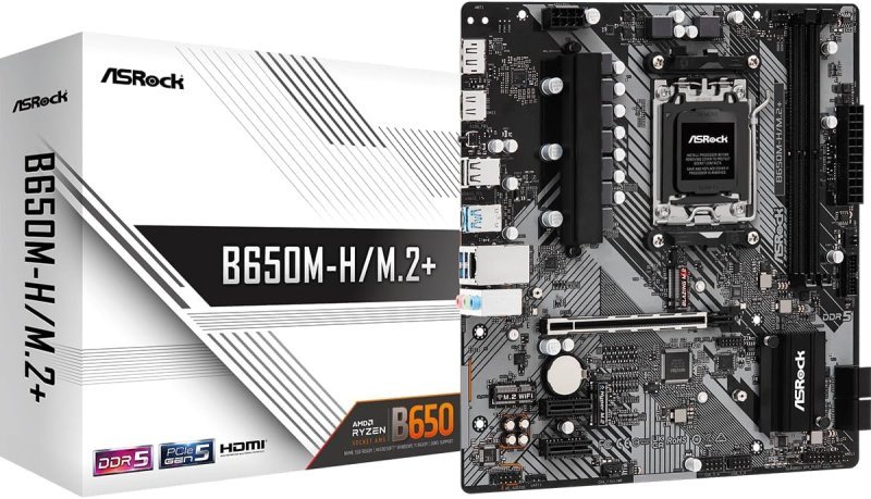 Placa Mãe ASRock B650M-H/M.2+, Chipset B650M, Amd AM5, m-ATX, DDR5
