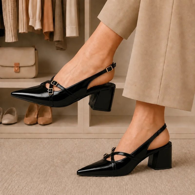 Sapato Slingback Salomé Bico Fino Lazzlu