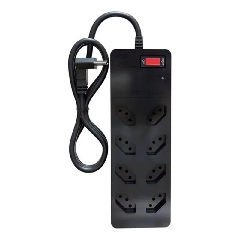 Filtro de Linha com Protetor de Surto Dps iCLAMPER Energia 8 Tomadas 3 Pinos 10 Amperes com Tecnologia Lcf Anti Raio Cor Preto