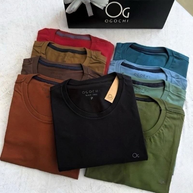 Camiseta Masculina Básica Slim Algodão - Várias Cores Ogochi (P ao XGG)
