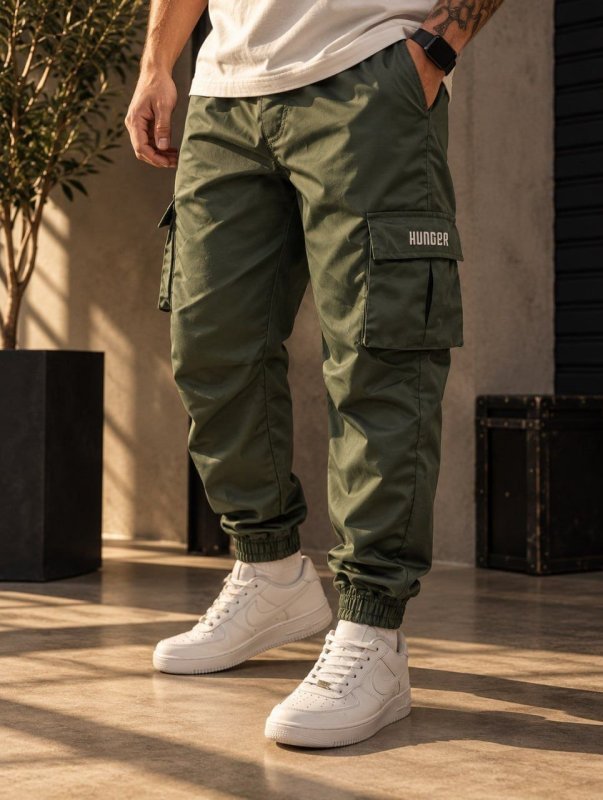 Calça Cargo Corta Vento Jogger Unisex Masculina Verde Skate