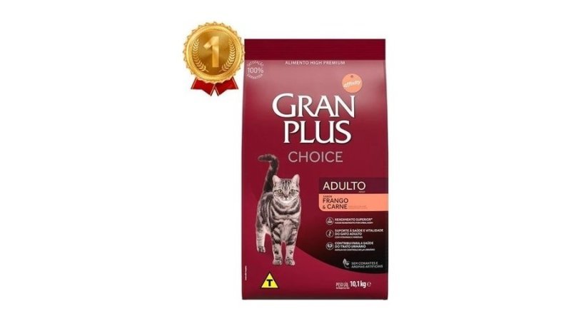 Ração GranPlus Choice Gatos Adultos Frango e Carne 10,1kg