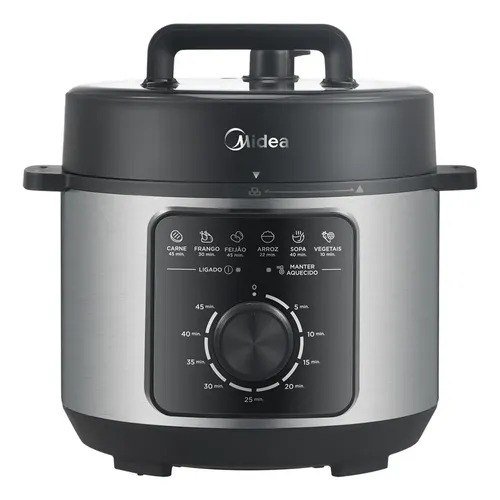 Panela Elétrica Mecânica Pressão 4l Preta E Inox Midea