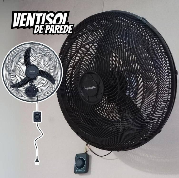 Ventilador De Parede Preto 50cm New 130w 110v Ventisol