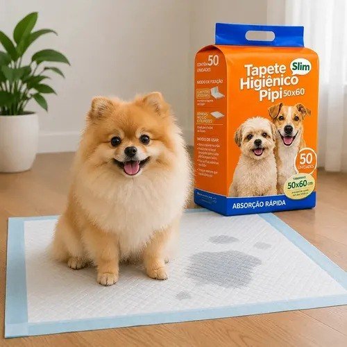 Tapete Higiênico Para Cães Gatos Pets Manta Absorvente 50 Unidades 50x60Cm Branco
