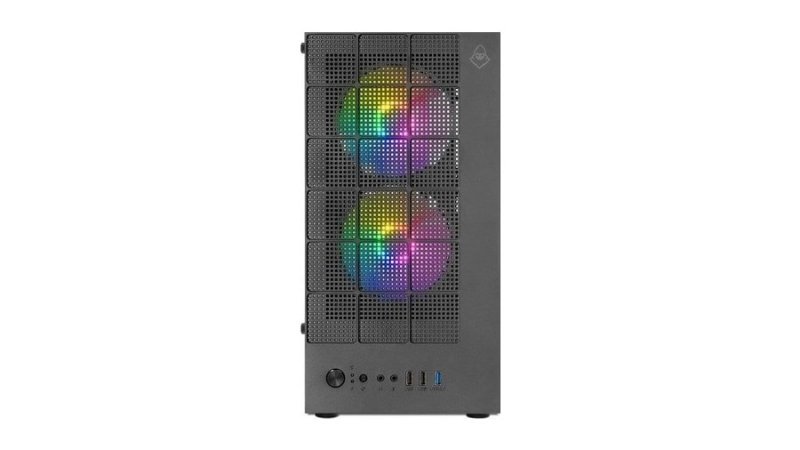 Gabinete Gamer Mancer Grimore, Mini-Tower, Lateral de Vidro, 2 Fans Rainbow, Preto, Mcr-Grm-Bk