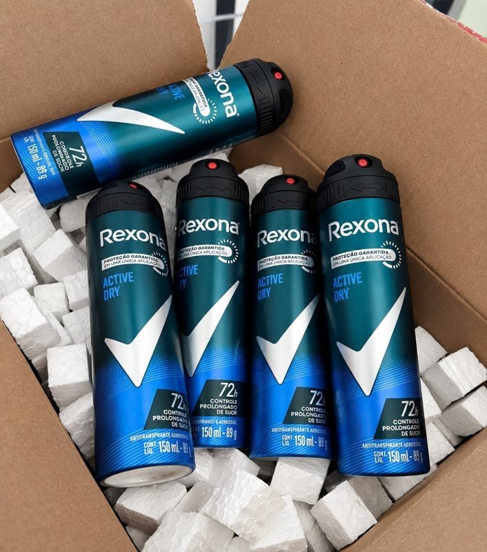 Kit Desodorante Aerosol Rexona Active Dry Azul 150ml - 5 Unidades